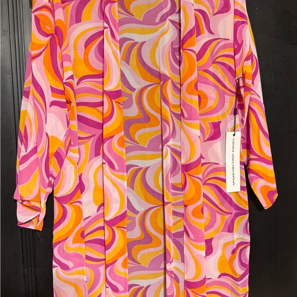 Vibrant Retro Swirl Pink & Orange Women’s duster/kimono/cover-up
